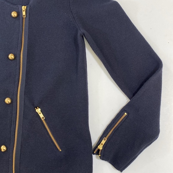 Ann Taylor Sweater Women's Size L Navy with Gold Buttons Military-Inspired - Picture 7 of 10